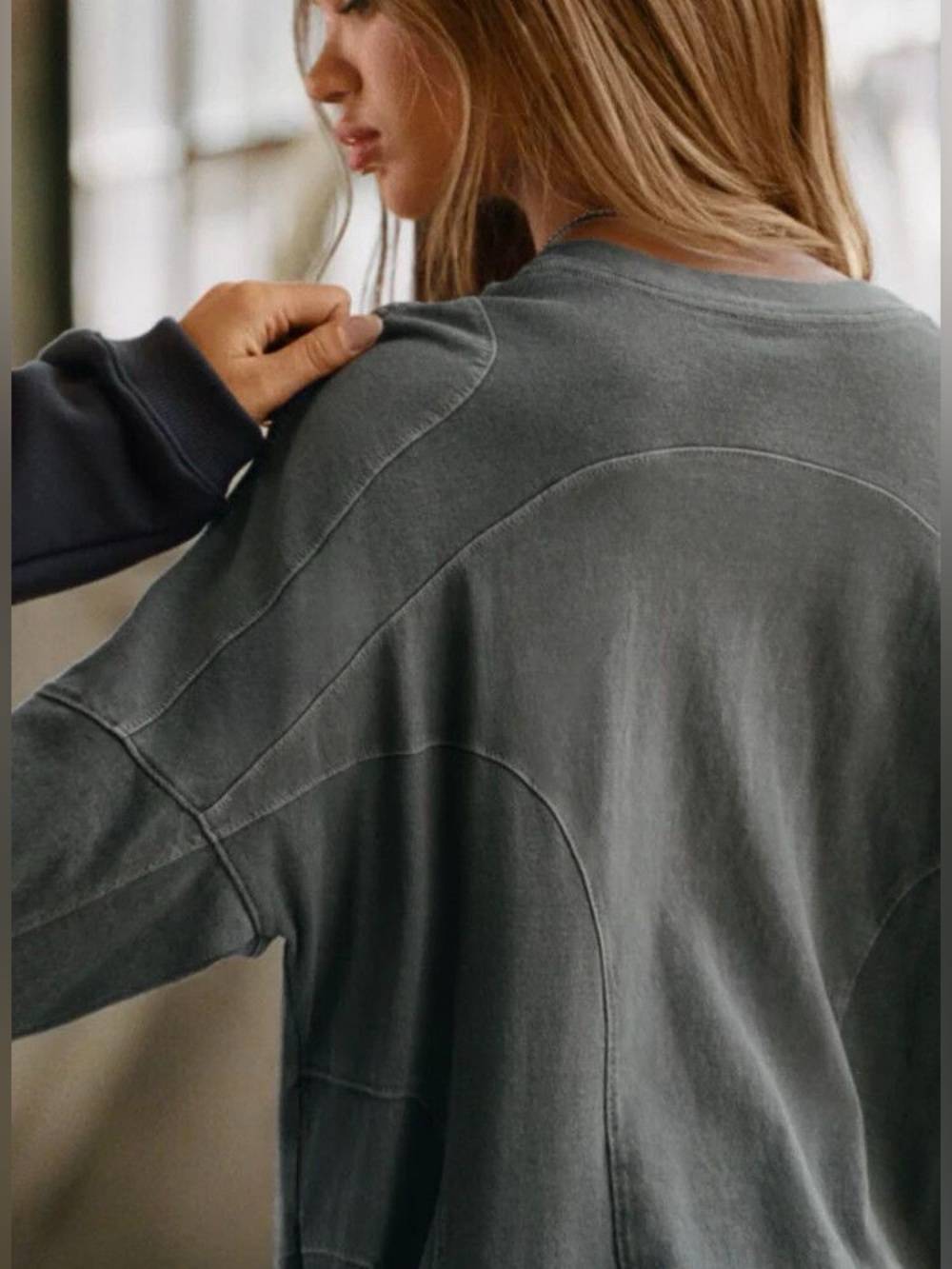 JOAH BROWN 🩶 Vintage Panel Long Sleeve Haze Cotton S/M Oversized 🪷 Pristine! - Picture 8 of 15